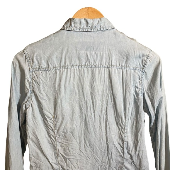 Ryan Michael Western Women's Ruched Design Dress Snap Buttons Light Blue S - Picture 5 of 14